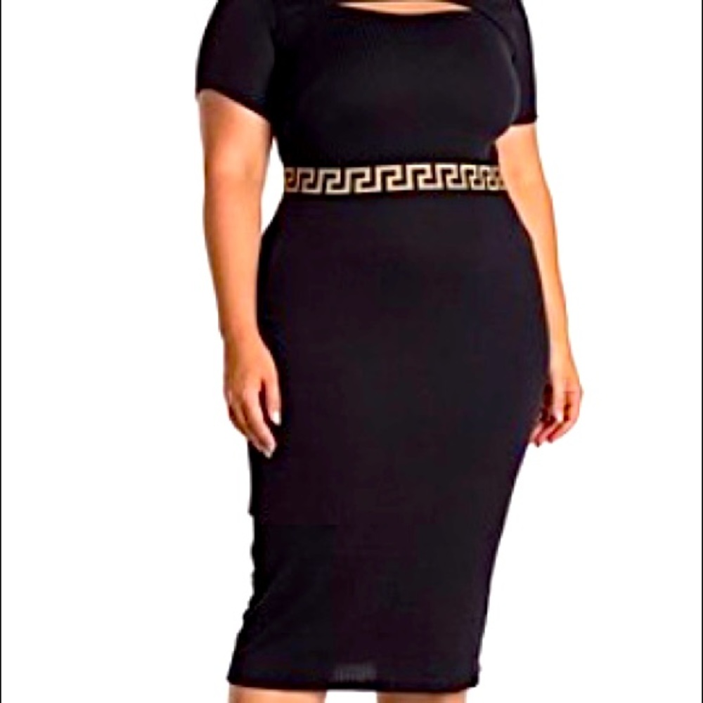 Short Sleeve Front Slit Midi Dress